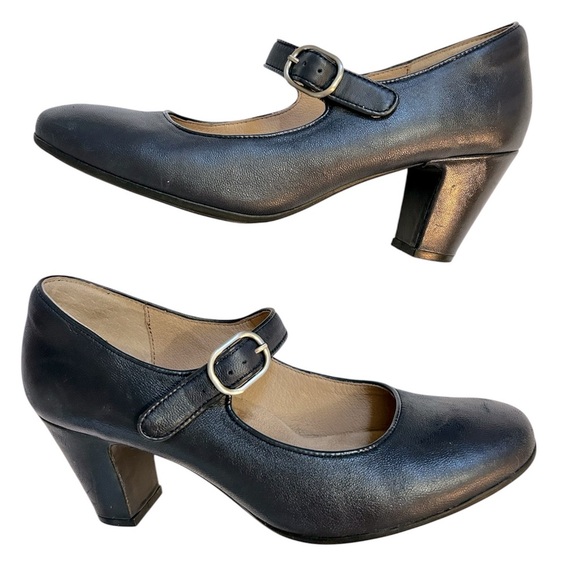 Sofft Leslie Navy Blue Leather Mary Jane 2 3/4” Heel Comfort Insole Size 9 - Picture 1 of 8